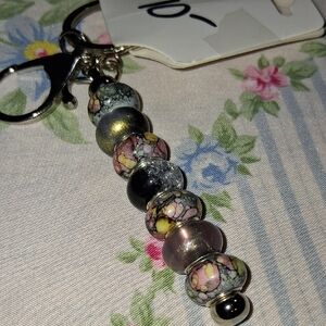 Beaded Keychain with Floral Accents